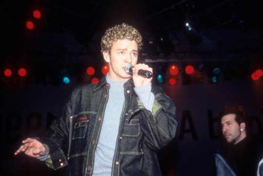 Justin Timberlake of N'Sync performing at the Beacon Theatre during World Aids Day