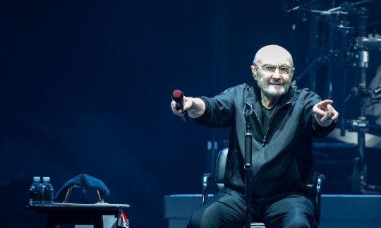 Phil Collins of Genesis performs during The Last Domino Tour 