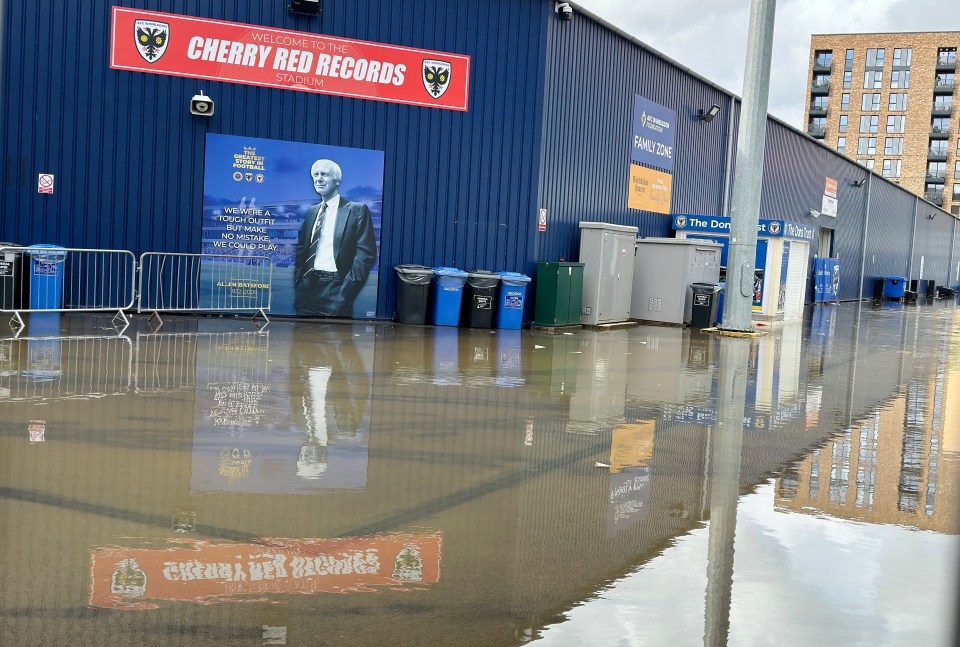 Outside the ground is also flooded