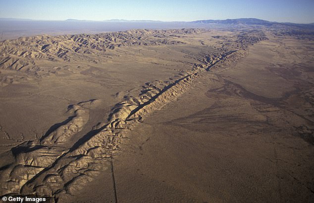 The San Andreas Fault runs for hundreds of miles along California extending through cities like San Francisco, San Jose and Los Angeles