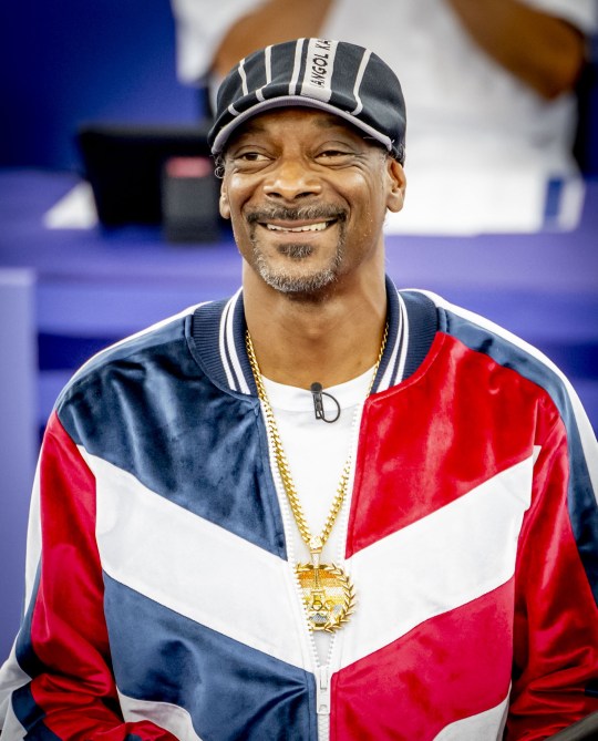 Snoop Dogg in a US flag themed tracksuit