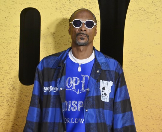 Snoop Dogg in a blue suit and sunglasses