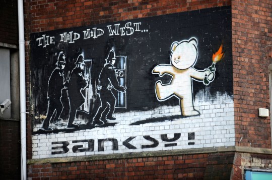 The Mild Mild West mural by graffiti artist Banksy