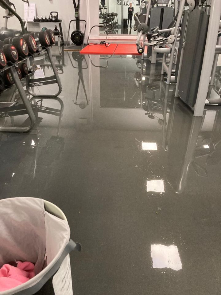 The gym was among buildings at the stadium also soaked