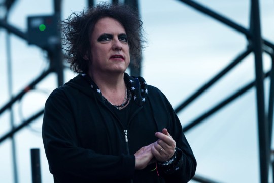 The Cure singer Robert Smith with dark eye make up on at Glastonbury Festival 2019 