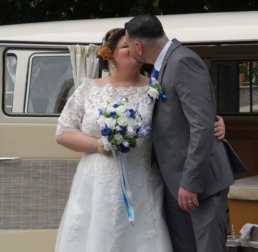 Kimberley and Jamie, from Portsmouth, on their wedding day