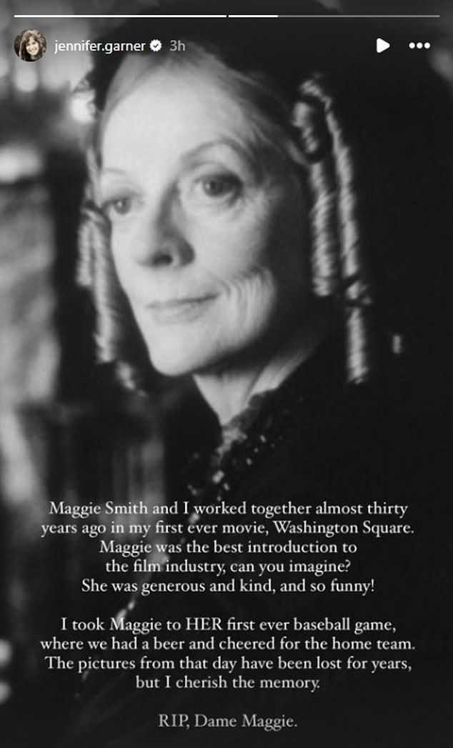 On Saturday, the Alias star, 52, uploaded a heartfelt tribute honoring the late Oscar-winning, who she previously worked with on the 1997 film Washington Square