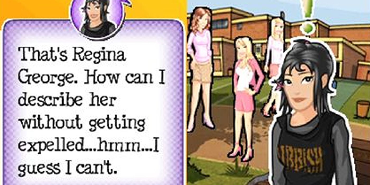 Girl with dialogue box in 'Mean Girls' video game for Nintendo DS