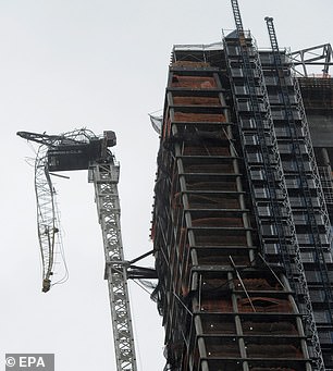 The dangerous crane event (above) foreshadows disasters that could befall New York's Verrazzano-​Narrows Bridge and other landmarks if and when a Category Six hits by the turn of this century