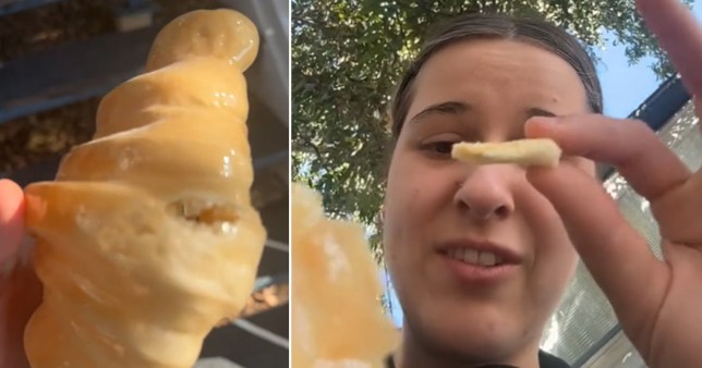 Grabs from her video show the croissant 