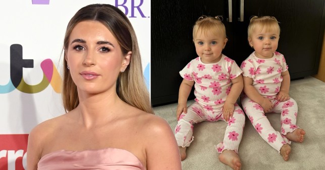 Dani Dyer (L) and her twin daughters, Star and Summer.