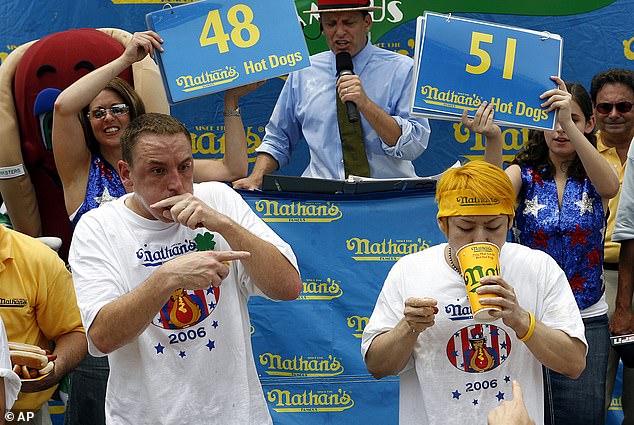 Joey Chestnut (left) and Takeru Kobayashi (right) have traded the world record for hotdog eating back and forth for almost two decades of competitions