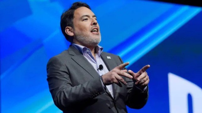 Shawn Layden on stage as PlayStation CEO.