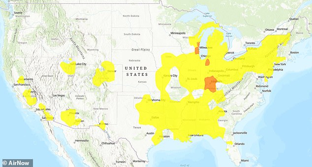 Data from AirNow, a source of air quality data from the Environmental Protection Agency, revealed more than 20 states are under watch for high levels of air pollution. Such measurements are what sparked the 'outrageous' orders in Indiana and California Thursday