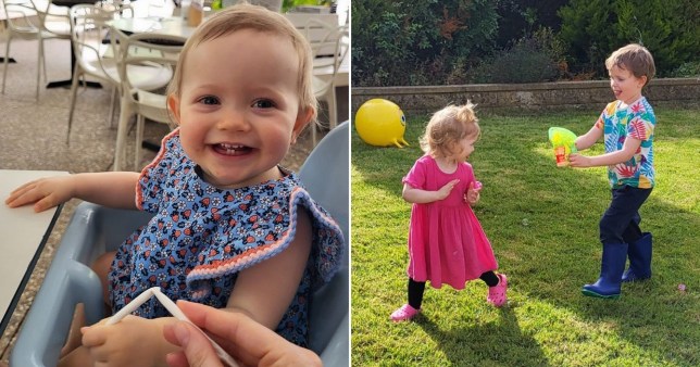 Toddler Isabelle Cooper playingwith her sibling.