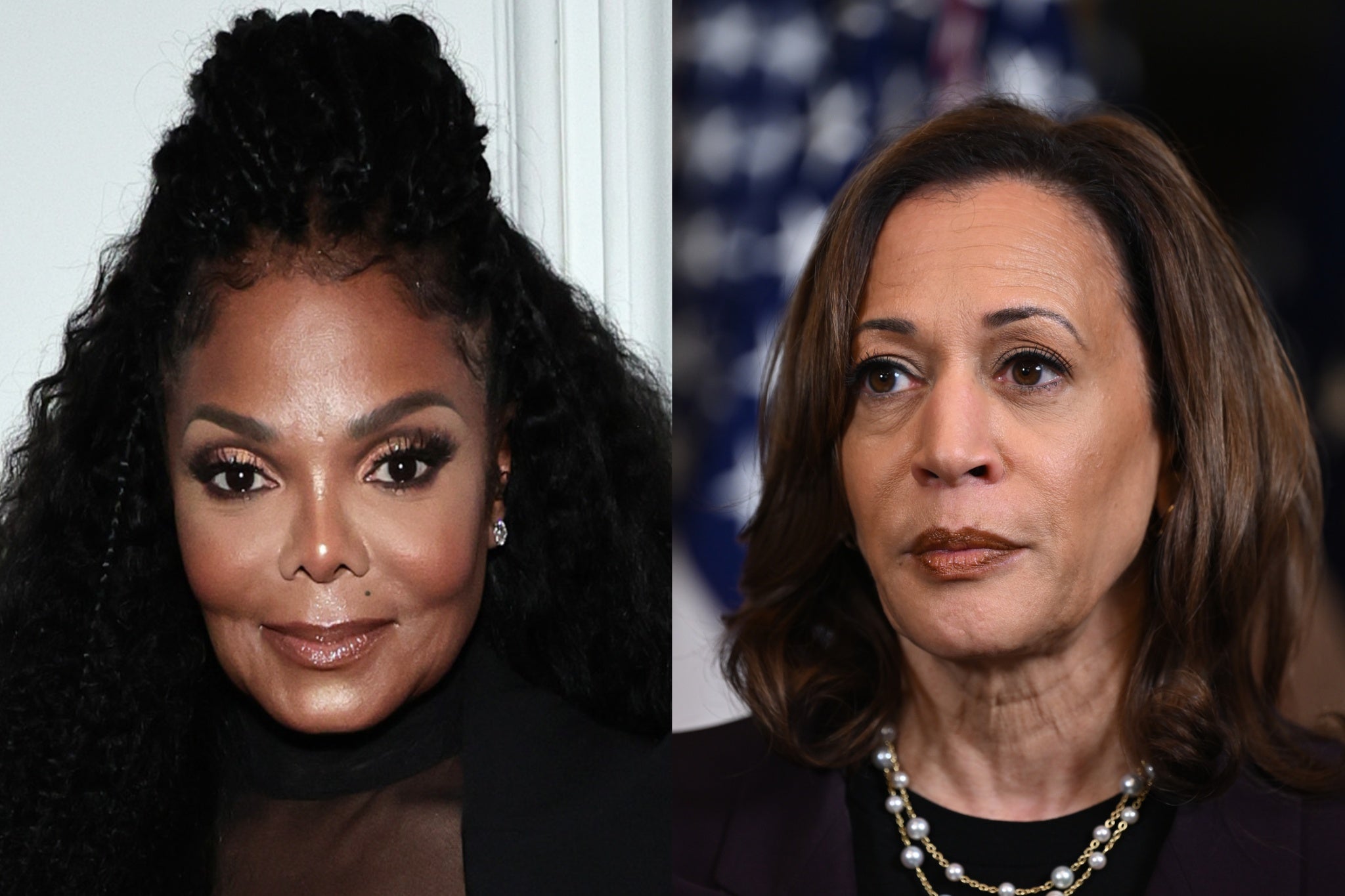 Janet Jackson and Kamala Harris. The singer apologized after falsely claiming the Vice President is ‘not Black’