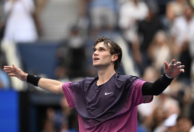 Jack Draper pictured celebrating his win over Alex de Minaur at the US Open