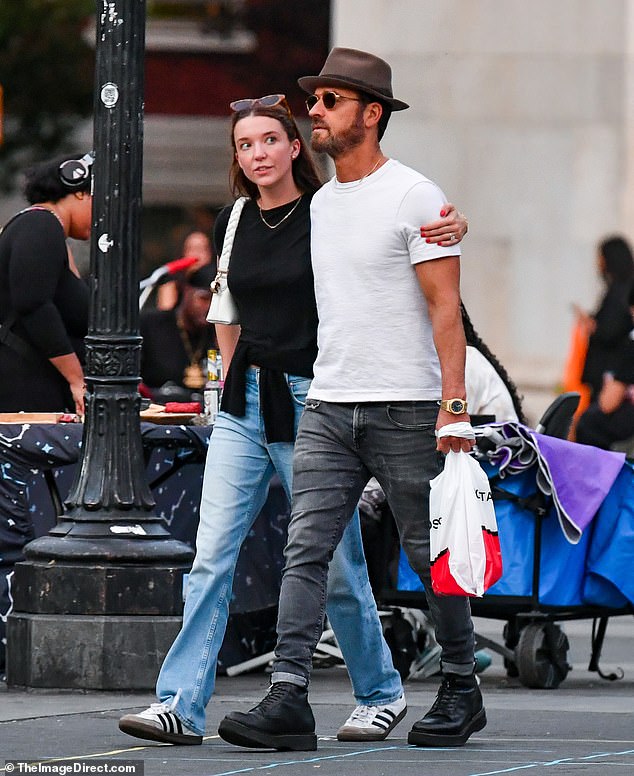 Justin Theroux, 53, and his fiancée Nicole Bloom , 30, were spotted in New York City on Wednesday