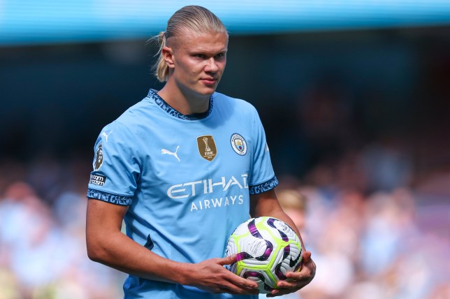 Erling Haaland of Manchester City during the Premier League match between Manchester City FC and Ipswich Town FC at Etihad Stadium on August 24, 2024