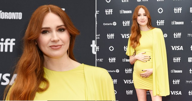 Karen Gillan in a yellow dress