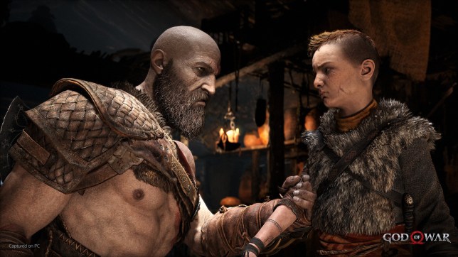 God Of War screenshot featuring two characters looking angrily at each other