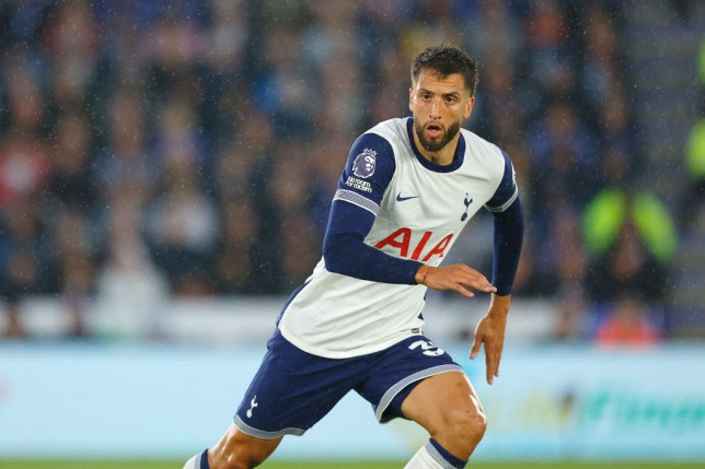 Rodrigo Bentancur of Tottenham Hotspur looks on during the Premier League match between Leicester City FC and Tottenham Hotspur FC