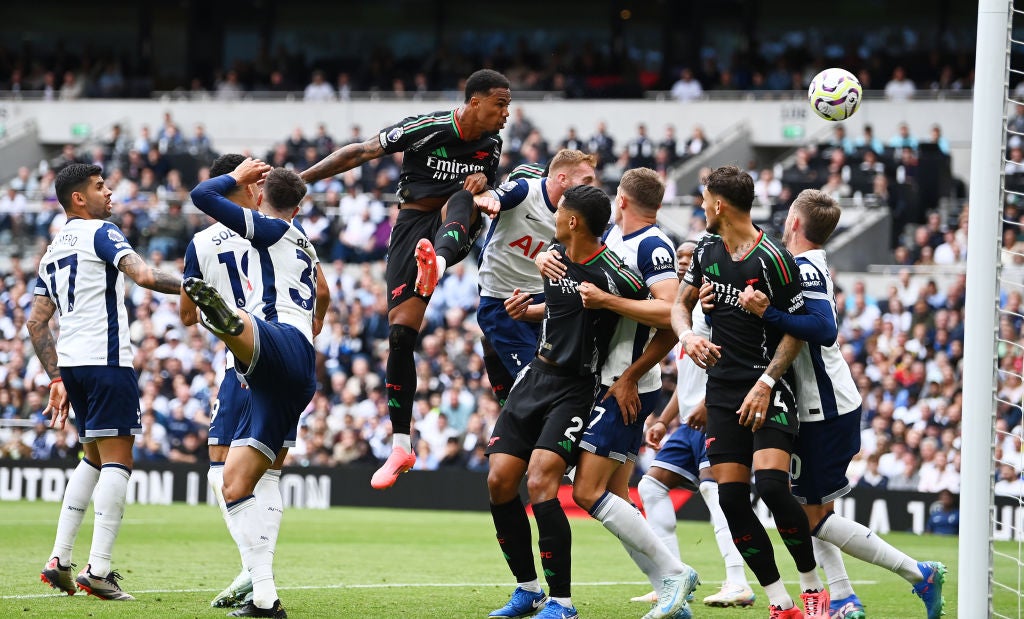 Gabriel leaps highest to bury Arsenal’s winning goal from close range