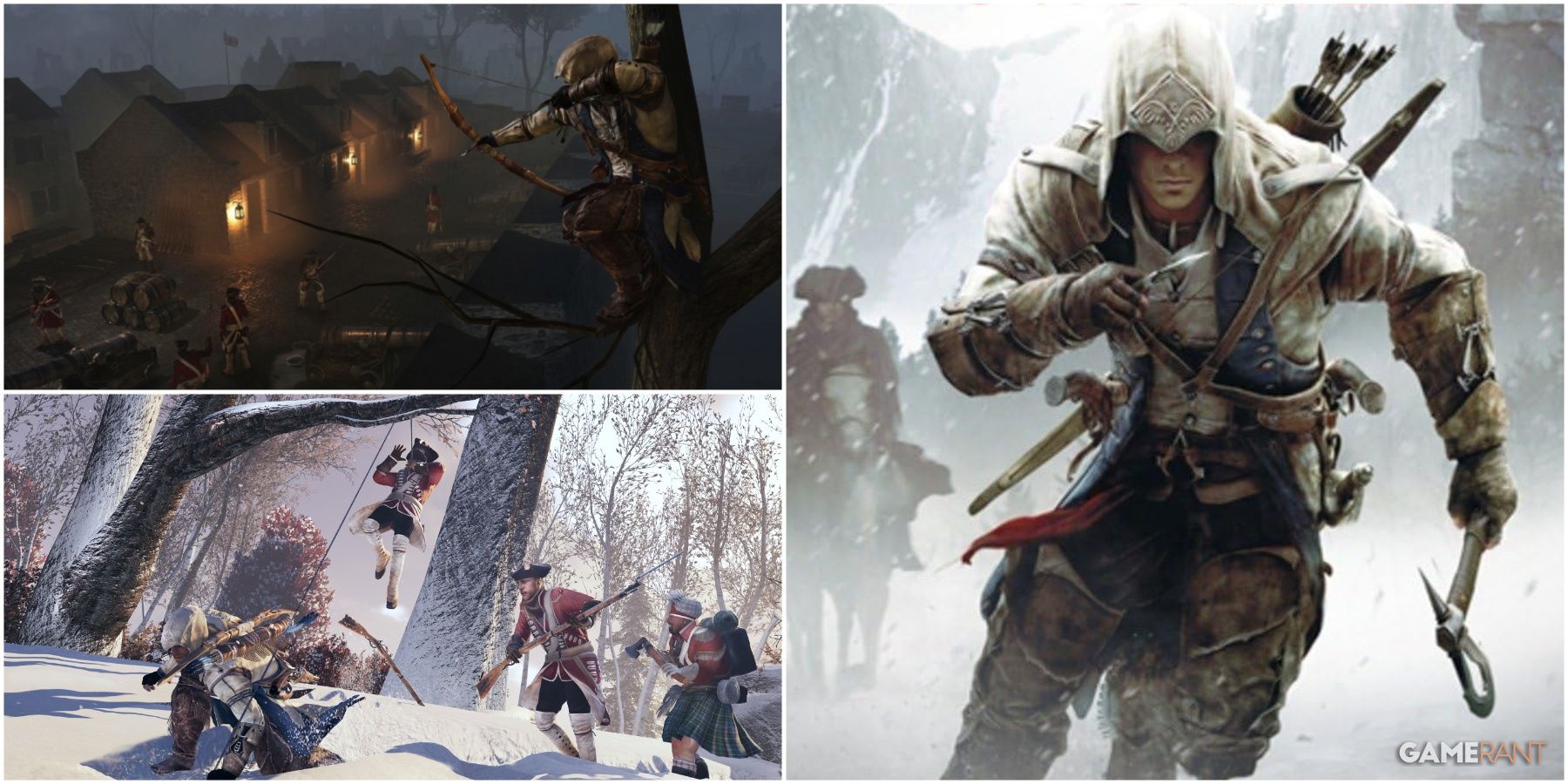 A Collage Of Art From Assassin's Creed III And Assassin's Creed Forsaken