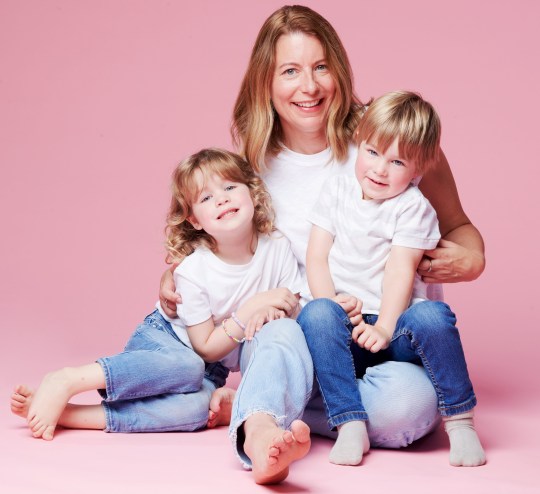 Clare with her twins Albert and Astrid