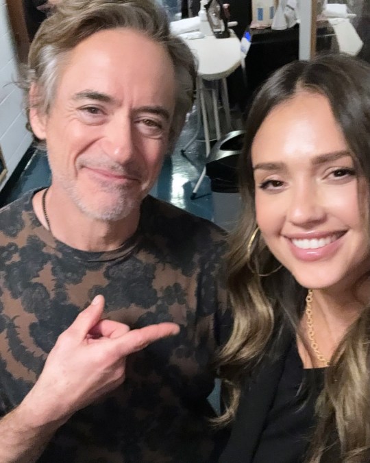 Robert Downey Jr and Jessica Alba Instagram selfie