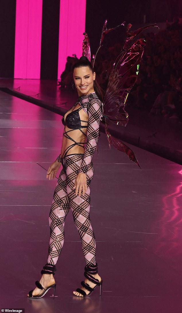 The Brazilian beauty made jaws drop in a glittery pink and blank plaid bodysuit and pink holographic wings