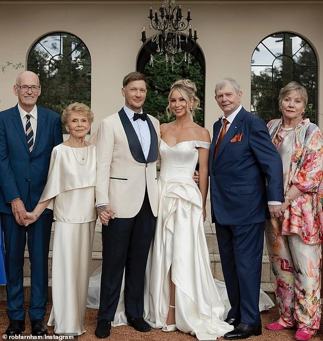 In family photographs shared to Instagram, Farnham looked every inch the proud father at an intimate family occasion