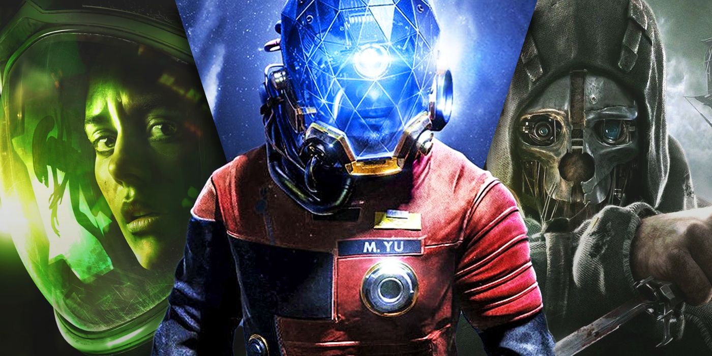 split image of Prey , Alien Isolation and Dishonored