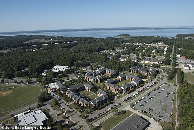 Above, Joint Base Langley-Eustis, Virginia, is seen from the air on October 6, 2020