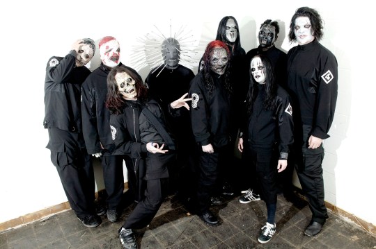 Photo of SlipKnot posing in costume