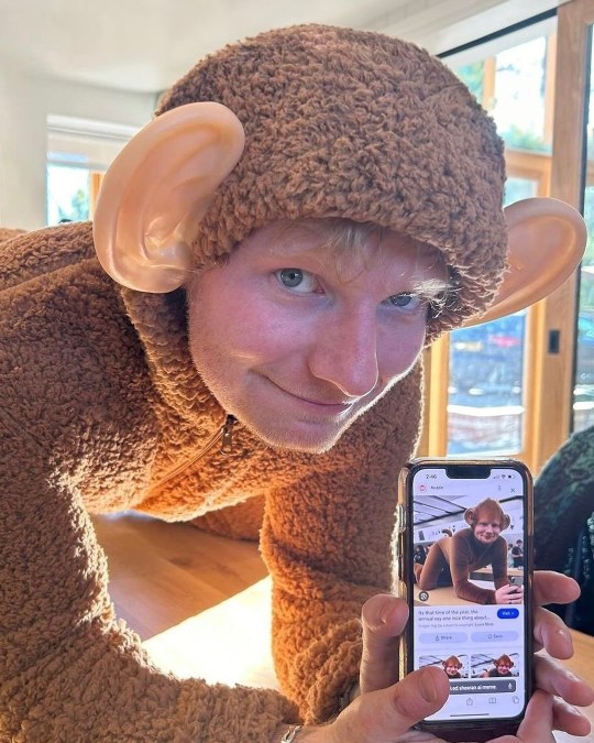 Ed Sheeran as viral meme of himself for Halloween 2024