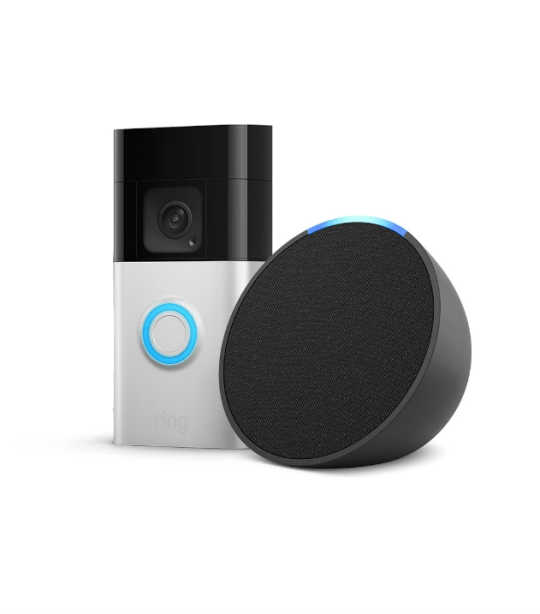 Ring Battery Video Doorbell Plus by Amazon + Echo Pop