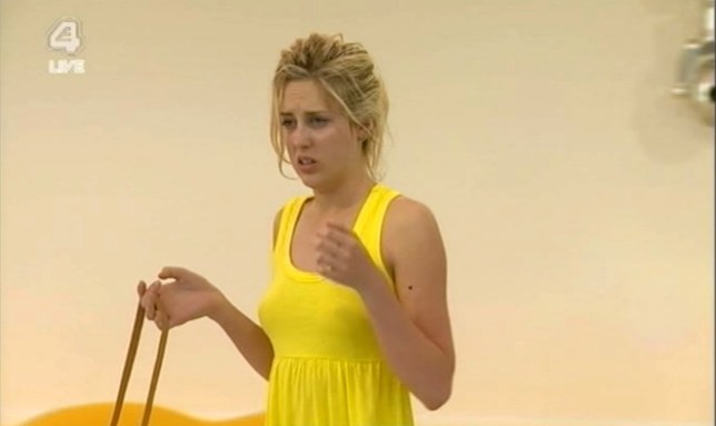 Emily Parr in a yellow dress from a scene in Big Brother