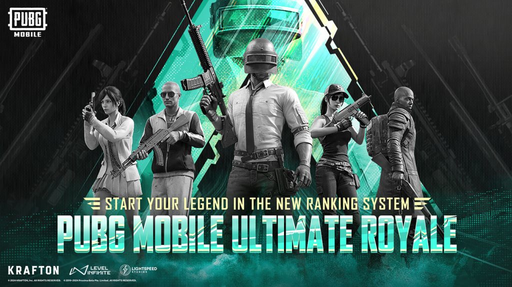 Image of PUBG Mobile players on a black and fluorescent green background