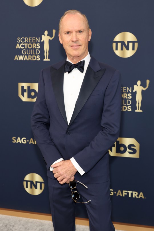 Michael Keaton in a blue tux at the Screen Actors Guild Awards 2022