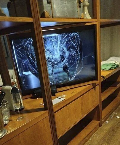 smashed TV in hotel room were Liam Payne died