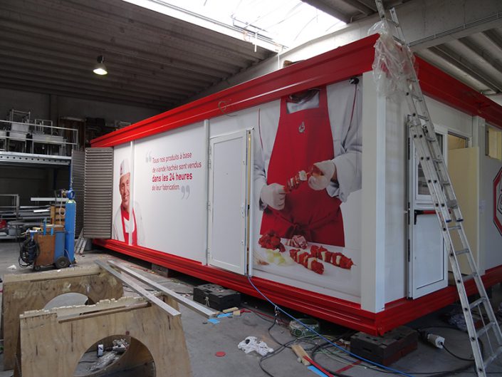 containers provisoires - décoration avec adhésif polymère et laminat protection