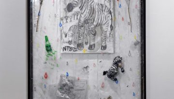 Chemtrail Zebra - epoxy, pencil on paper, mixed media - 210x140cm