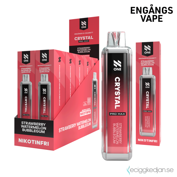 N One Crystal ZERO Mesh | Strawberry Watermelon Bubblegum | Engångs Vape | 0mg | 12ml | 10pack