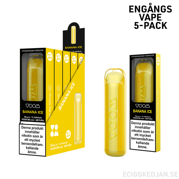 Voom Iris | Banana Ice | Engångs Vape | 20mg | 5pack | OBS!! Utgånget Datum