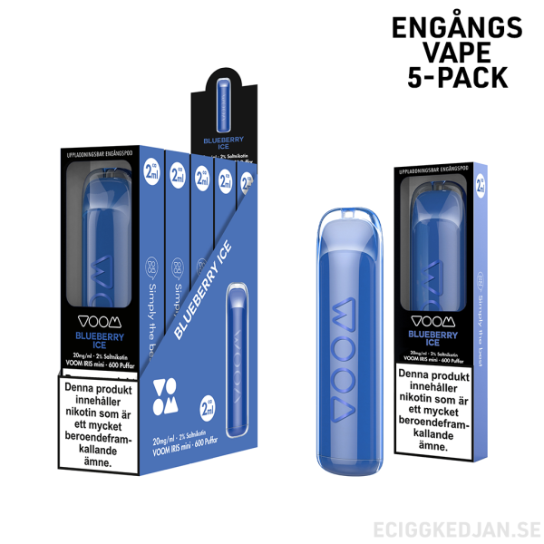 Voom Iris | Blueberry Ice | Engångs Vape | 20mg | 5pack | OBS!! Utgånget Datum