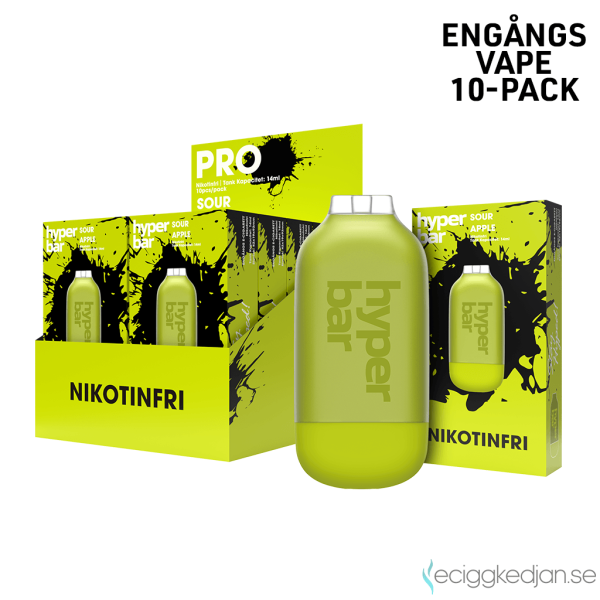 Hyper Bar ZERO Mesh | Sour Apple | Engångs Vape | 0mg | 14ml | 10pack