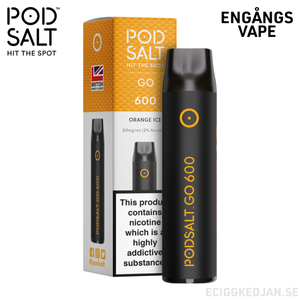 Pod Salt GO 600 | Orange Ice | Engångs Vape | OBS!! Utgånget Datum