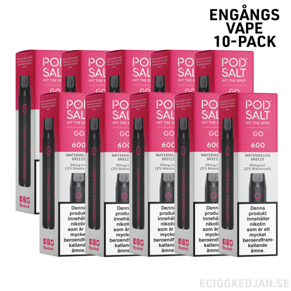 Pod Salt GO 600 | Watermelon Breeze | Engångs Vape | 10-pack | OBS!! Utgånget Datum