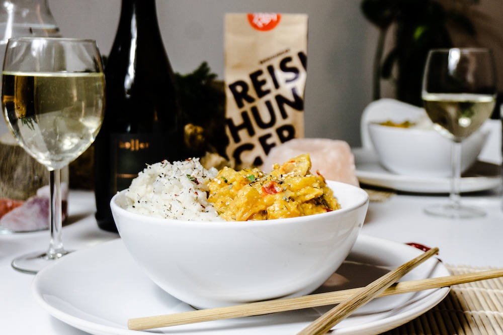 Veganes Kürbis-Linsen-Curry mit Reis